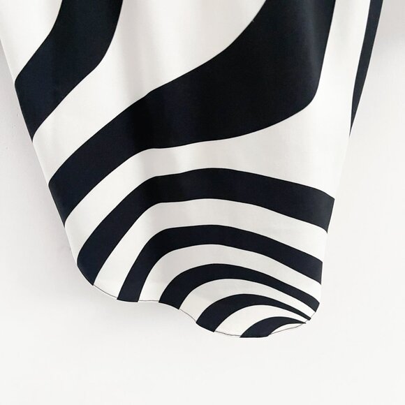 Brandon Maxwell The Nouveau Ruched Striped Crepe Mini Dress Black and Off-White - Picture 7 of 10